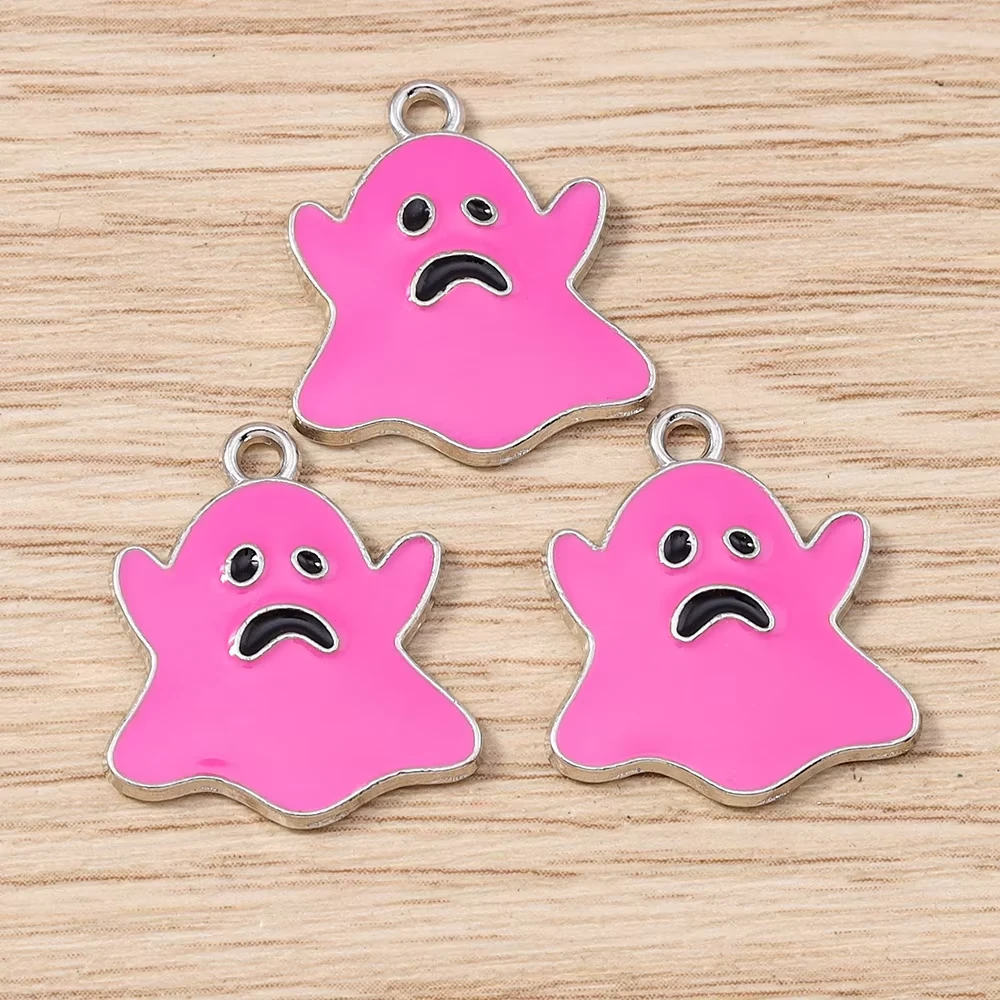 10pcs Colorful Enamel Halloween Ghost Charms for DIY Jewelry Making - Image 2