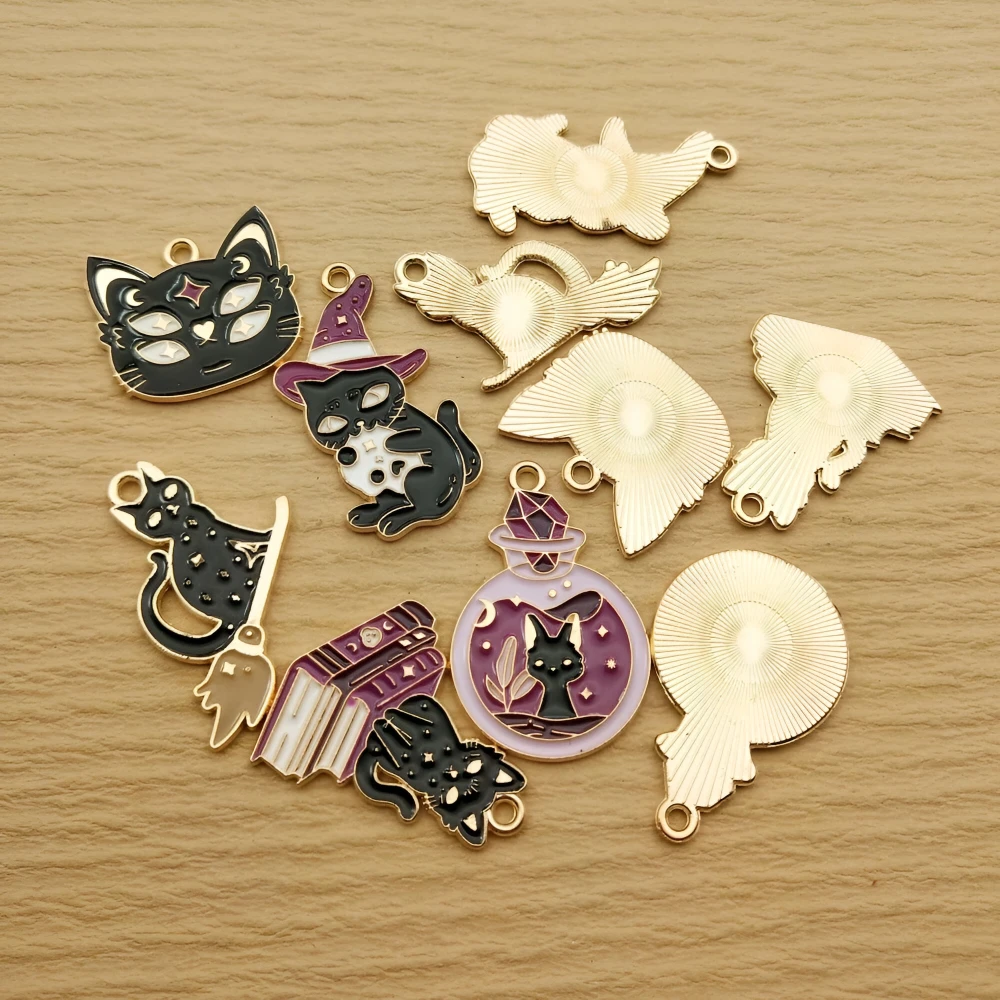 10pcs Gold Cat Charms for DIY Jewelry Making – Pendants for Necklaces & Bracelets - Image 4