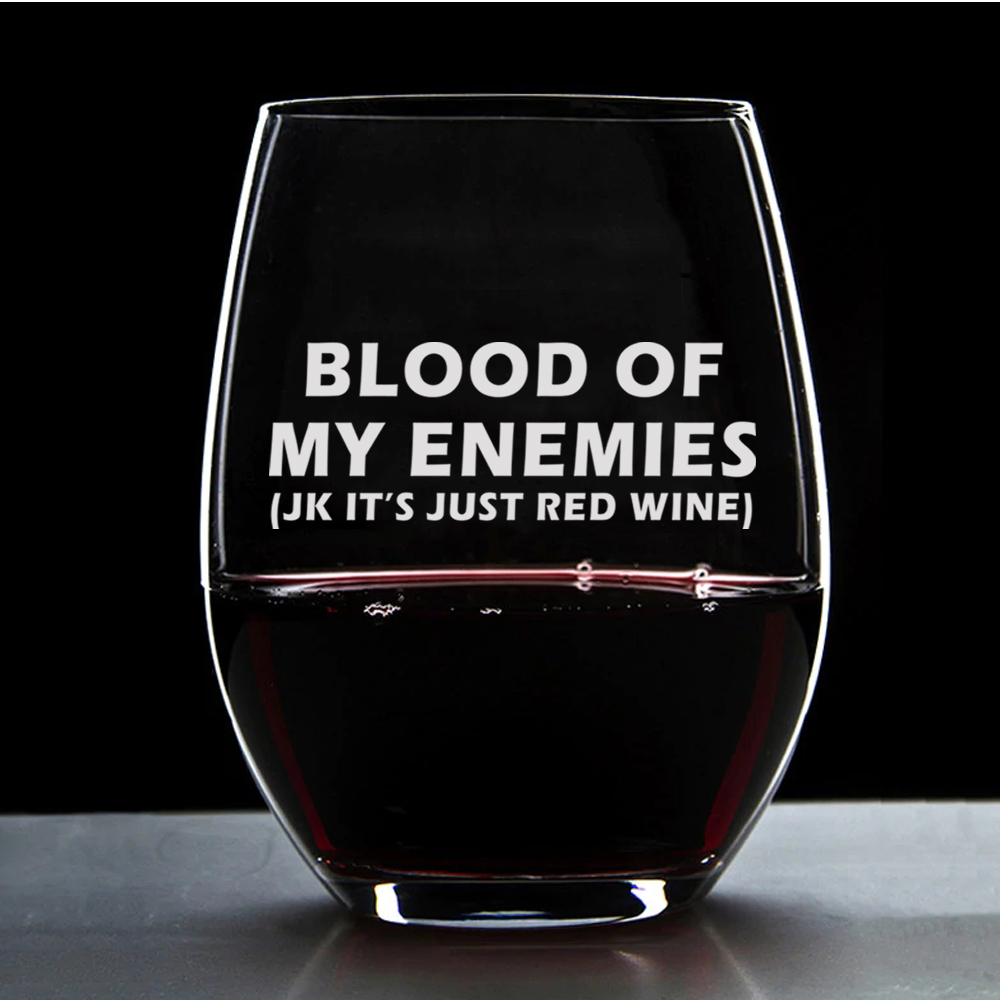 Blood of My Enemies Glass Mug – 11oz Funny Party Mug for Beer, Wine, and More - Image 2