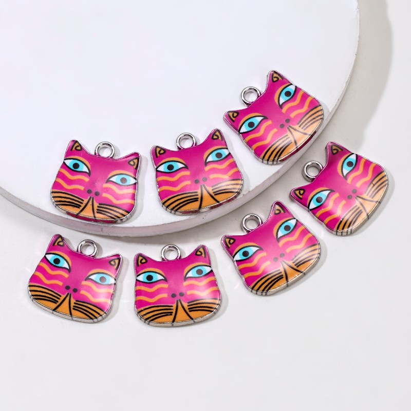 10pcs Cute Cat Enamel Charms - Image 5