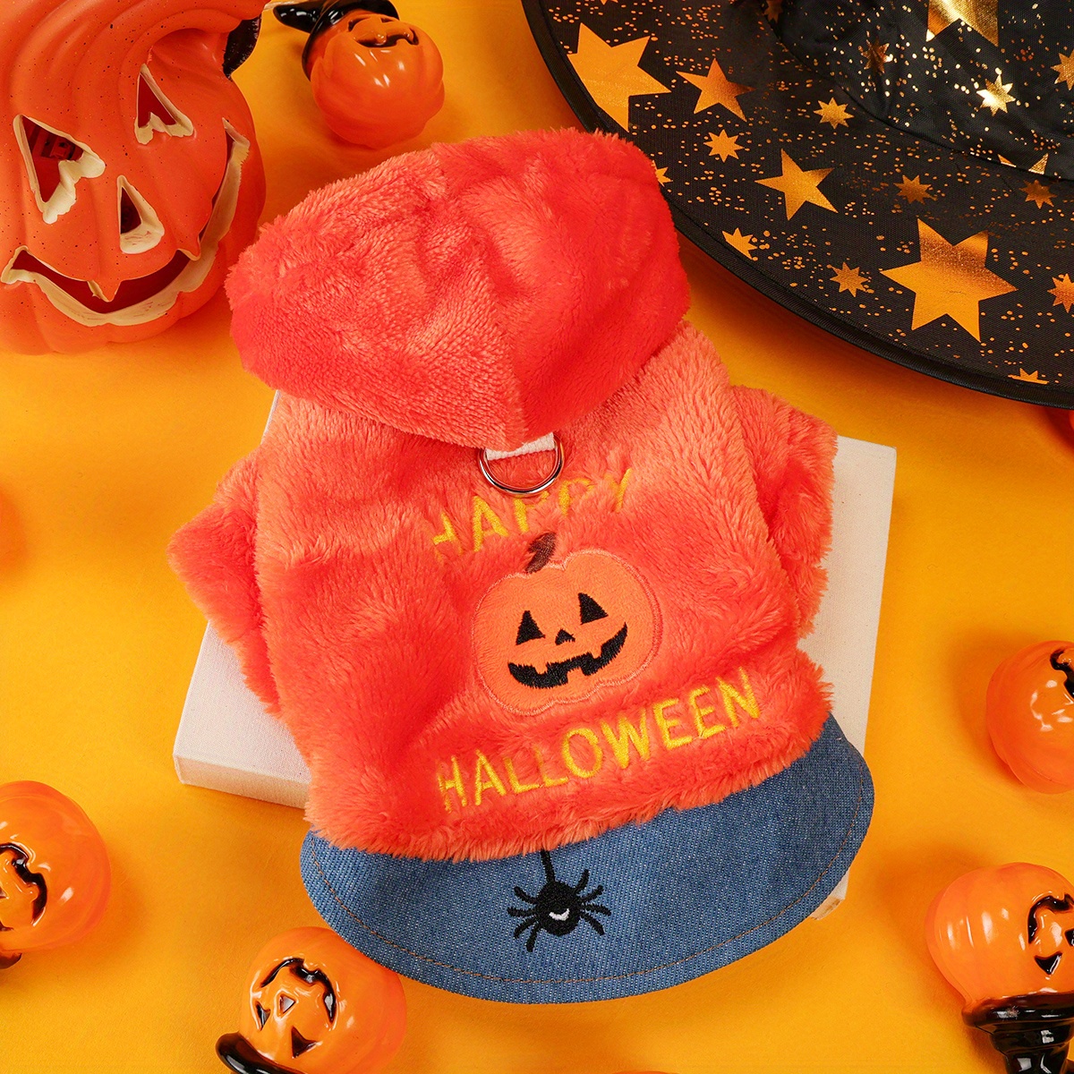 Halloween Pumpkin Pet Costume Jacket for Dogs and Cats – Fleece Warm Outfit