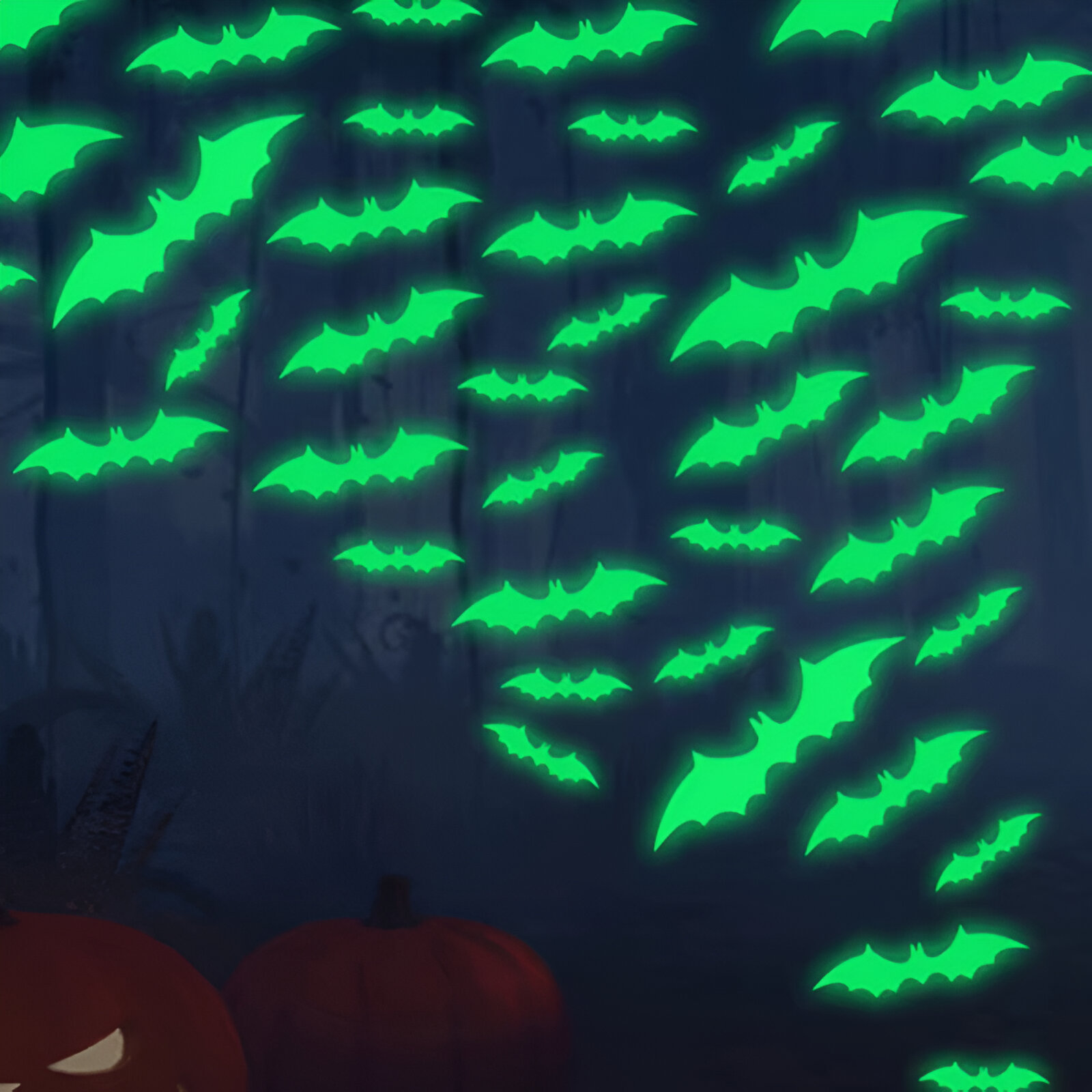 16pcs Glow-in-the-Dark Halloween Bat Wall Stickers - Spooky Party Décor - Image 4