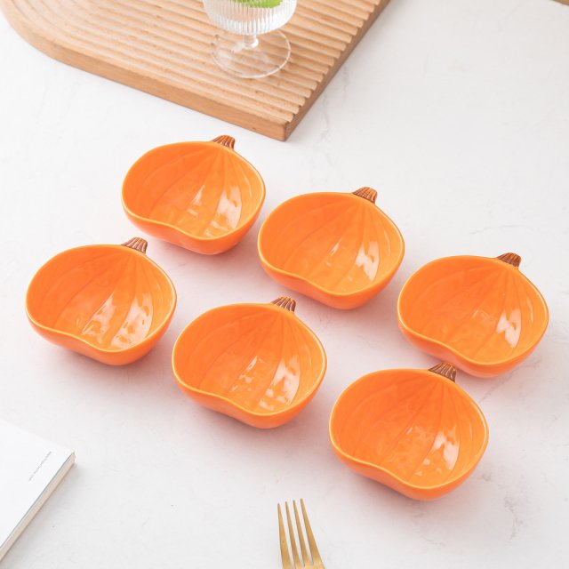 Halloween Pumpkin Porcelain Ramekins Set of 6