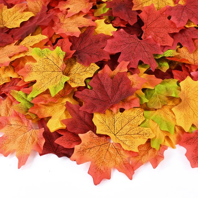 100 Pcs Artificial Maple Leaves - Perfect for Fall Decorations