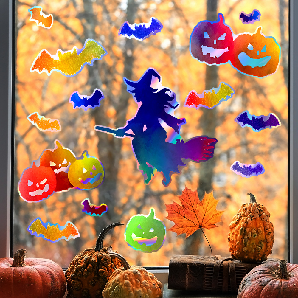 Halloween Witch Bat Pumpkin Wall Stickers