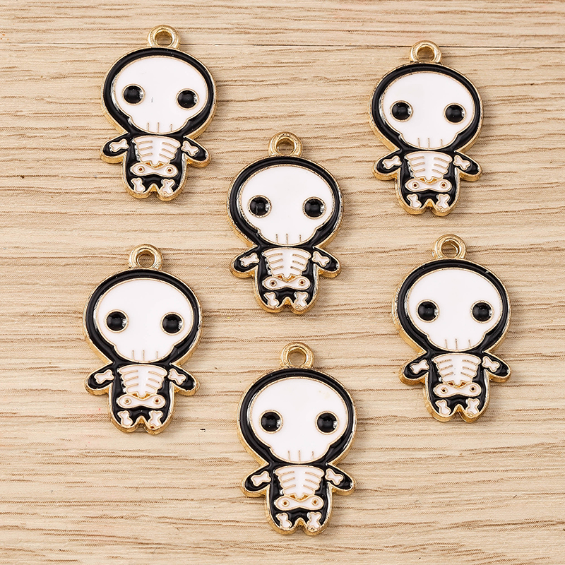 Halloween Skeleton Enamel Charms Pendants for DIY Jewelry Making - Image 2
