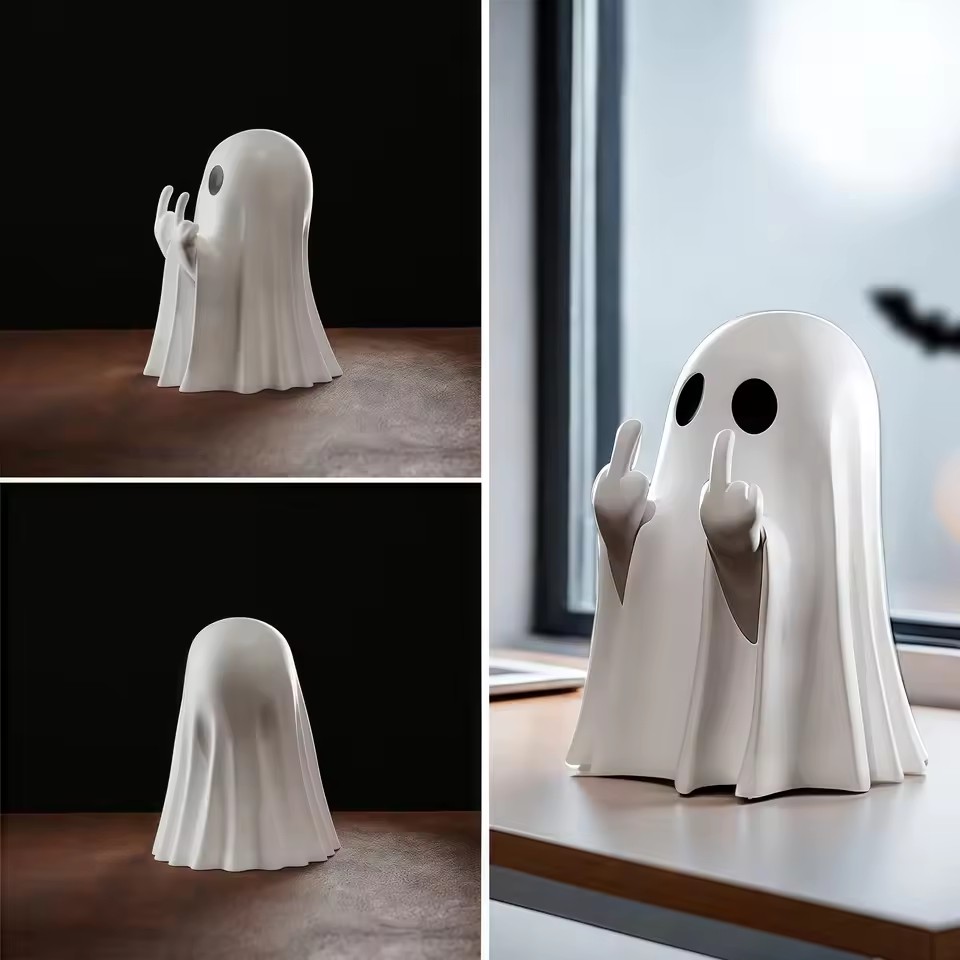 Cute Ghost Middle Finger Statue - Image 2