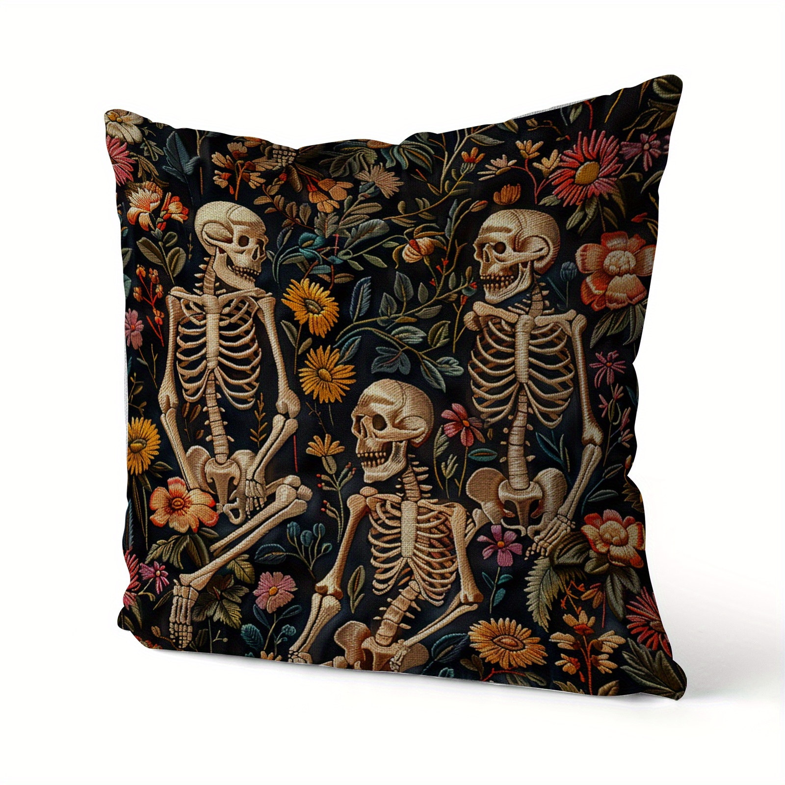 Vintage Skull Linen Throw Pillow Cover 18x18 - Image 5