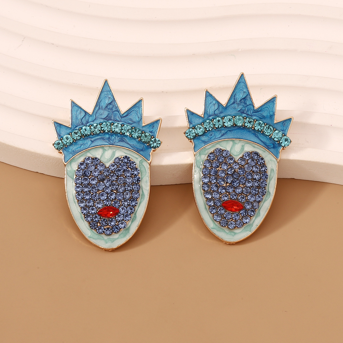 Glam Rhinestone Crown Earrings for Women – Halloween Sparkle - Image 3