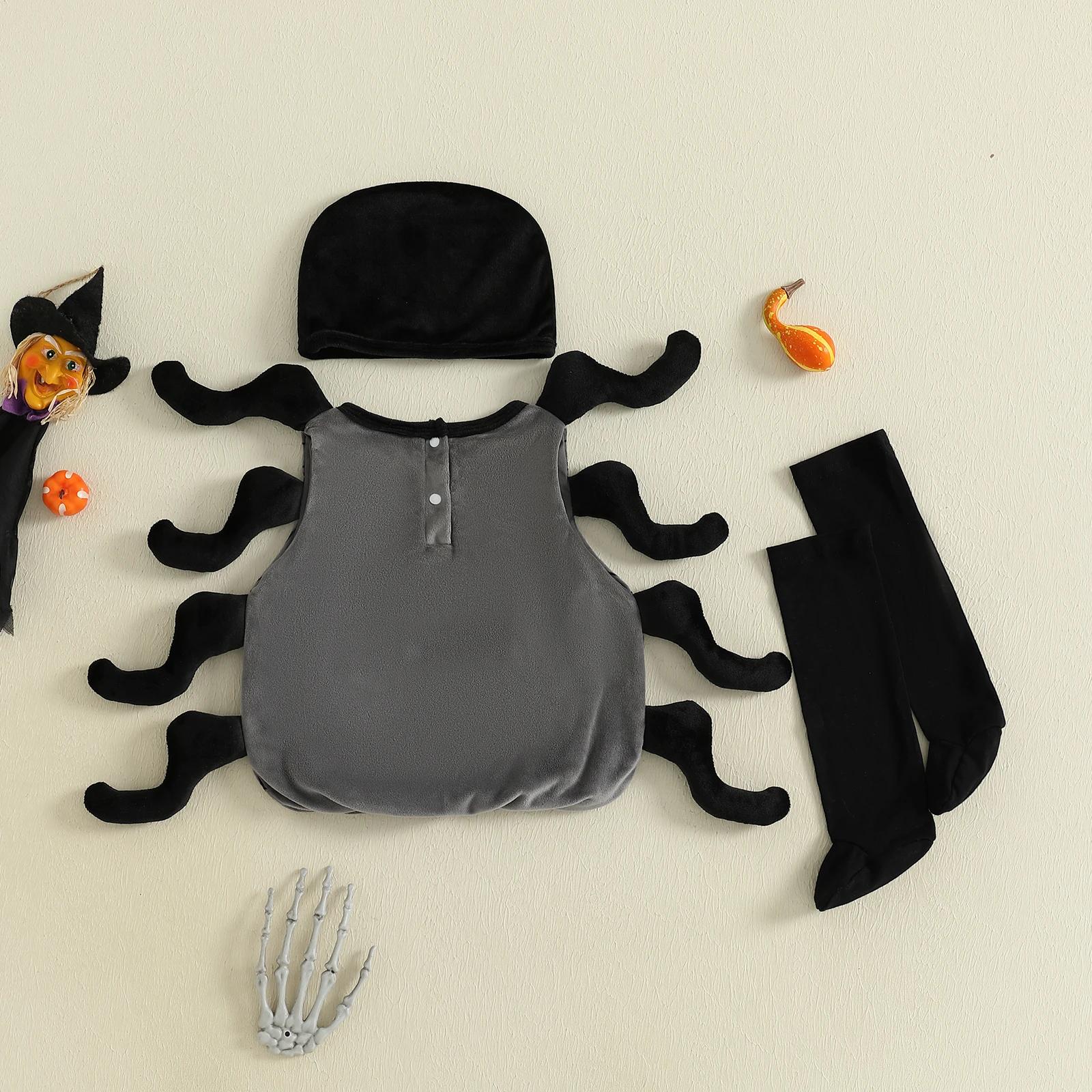 Infant Baby Halloween Spider Costume 3-Piece Set with Vest, Socks & Hat - Image 4