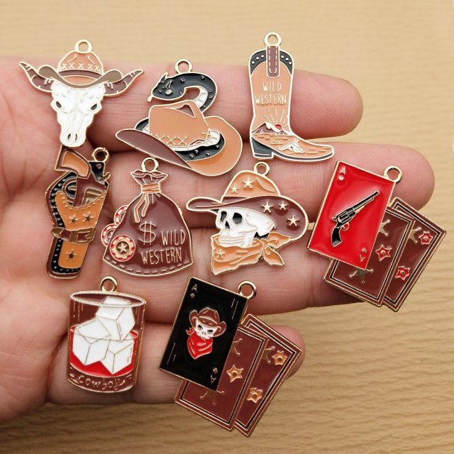 10-Piece Gold Plated Cowboy Charms for Jewelry Making