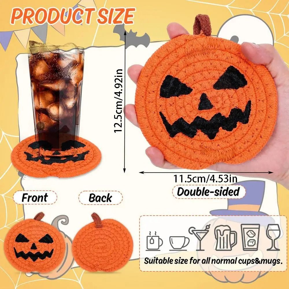 Halloween Pumpkin Coasters Set - Image 3