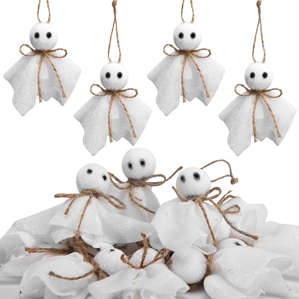 6Pcs Halloween Hanging Ghost Ornaments – White Cloth DIY Decorations - Image 4
