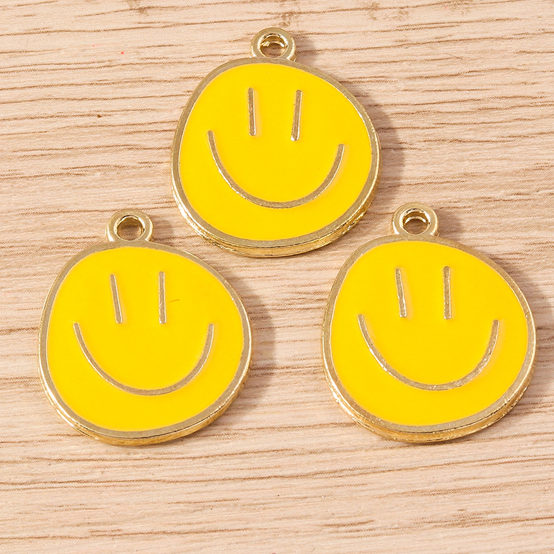 10pcs Colorful Enamel Smile Face Charms for DIY Jewelry Making - Image 4
