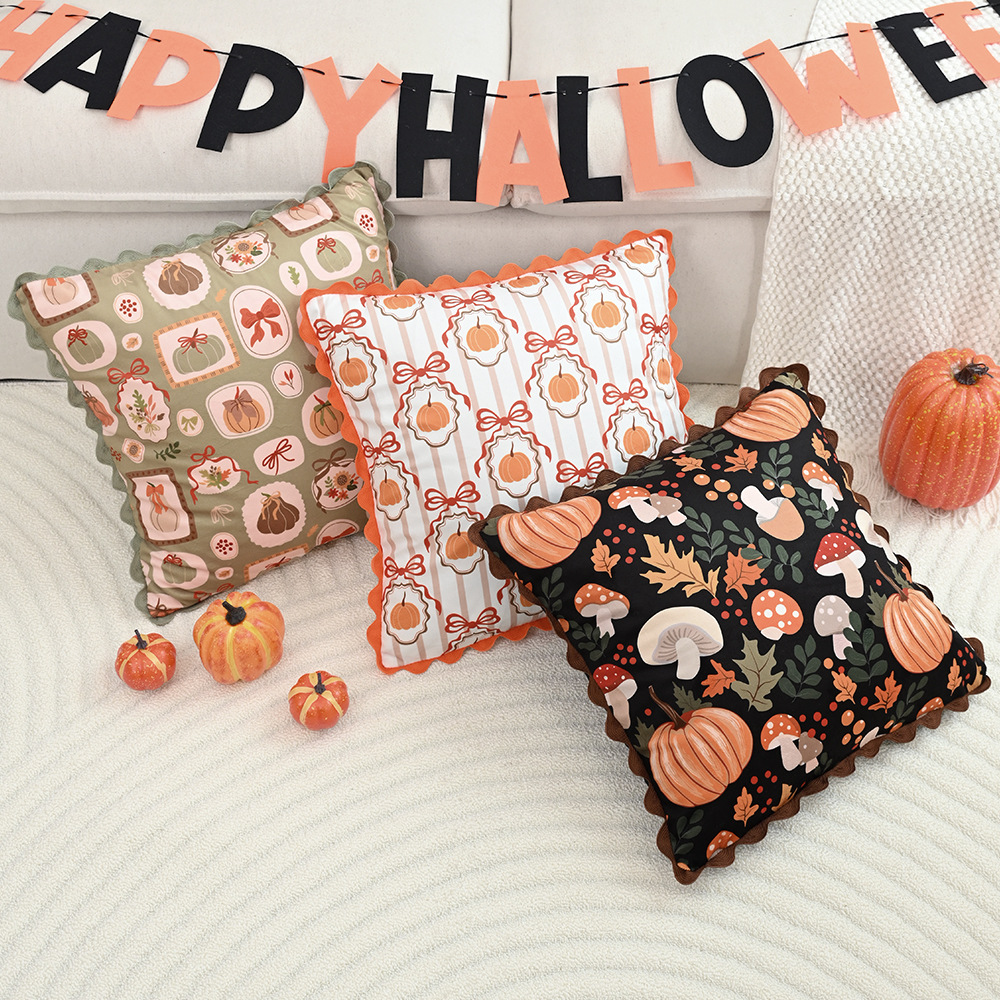 Halloween Day of The Dead Pumpkin Cushion Cover 18x18 Inch Decorative Pillowcase - Image 3