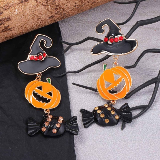 Halloween Dark Pumpkin Candy Earrings