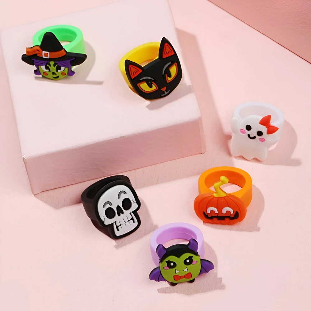 10pcs Halloween Rings & Bracelet Set - Cute Cartoon Party Accessories - Image 3