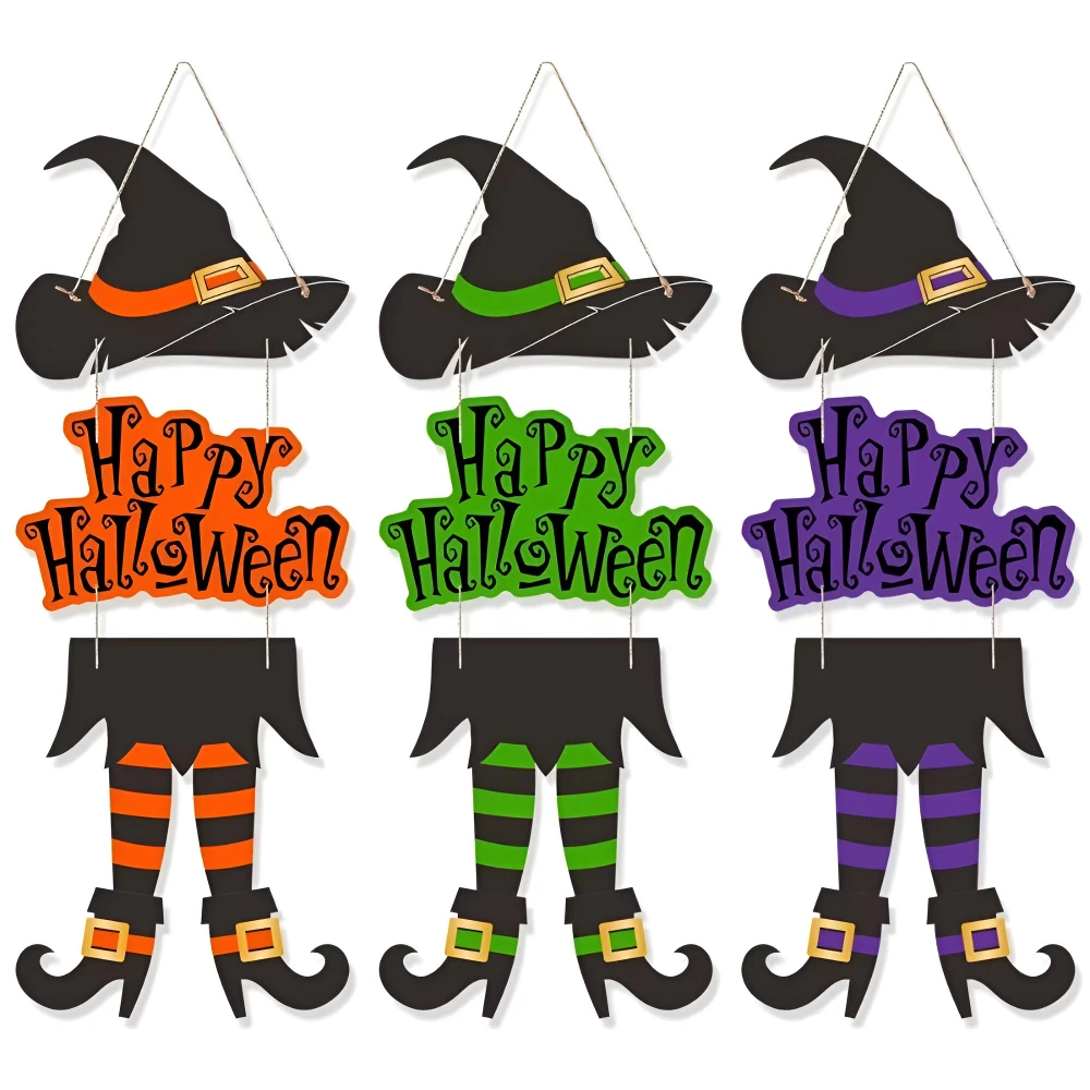 Halloween Witch Legs Hanging Ornaments – Spooky Paper Décor Set of 3 - Image 5