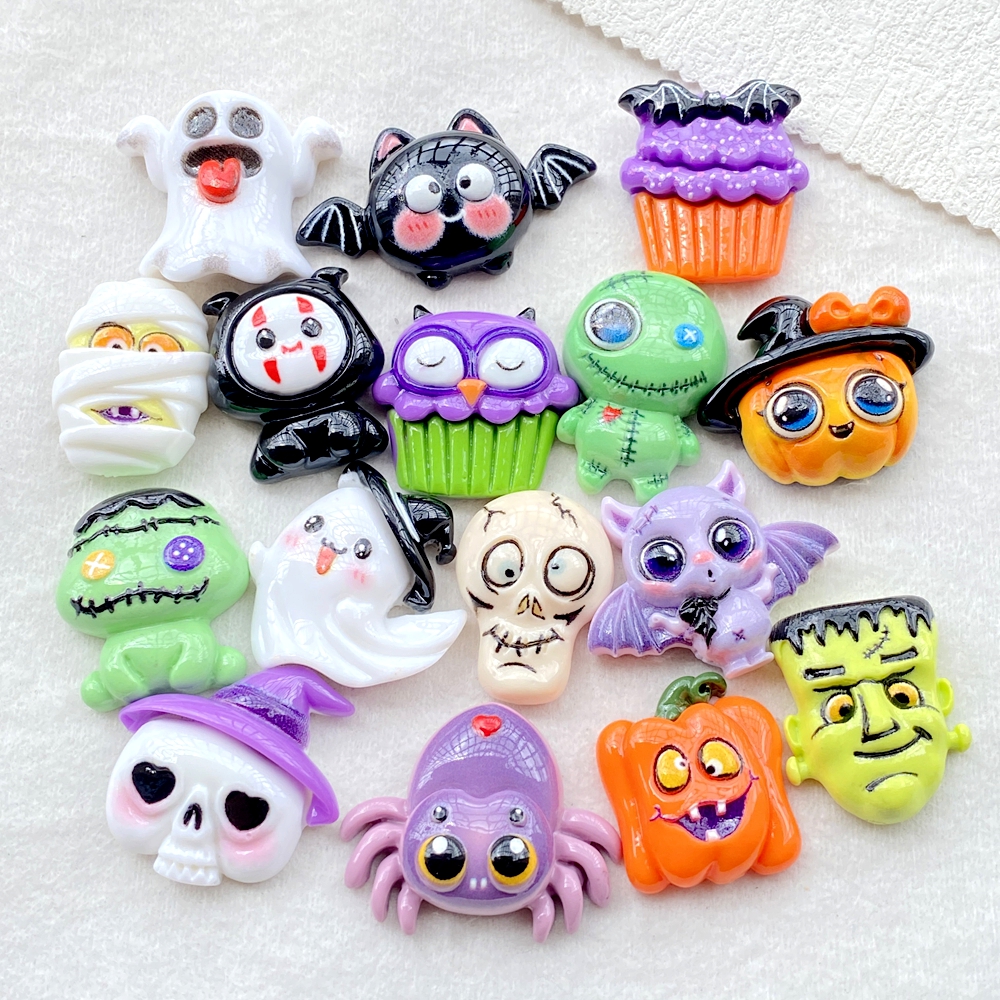 Halloween Resin Charms Set – Skulls, Ghosts, Bats & Spiders for DIY Crafts - Image 3