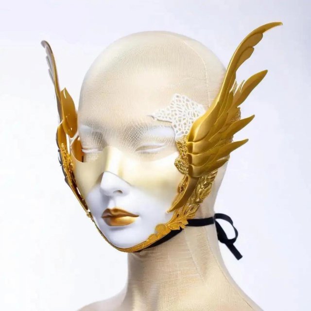 Halloween Resin Half Face Masquerade Mask for Cosplay & Parties