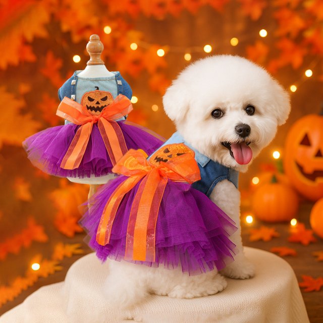 Halloween Pumpkin Princess Pet Dress