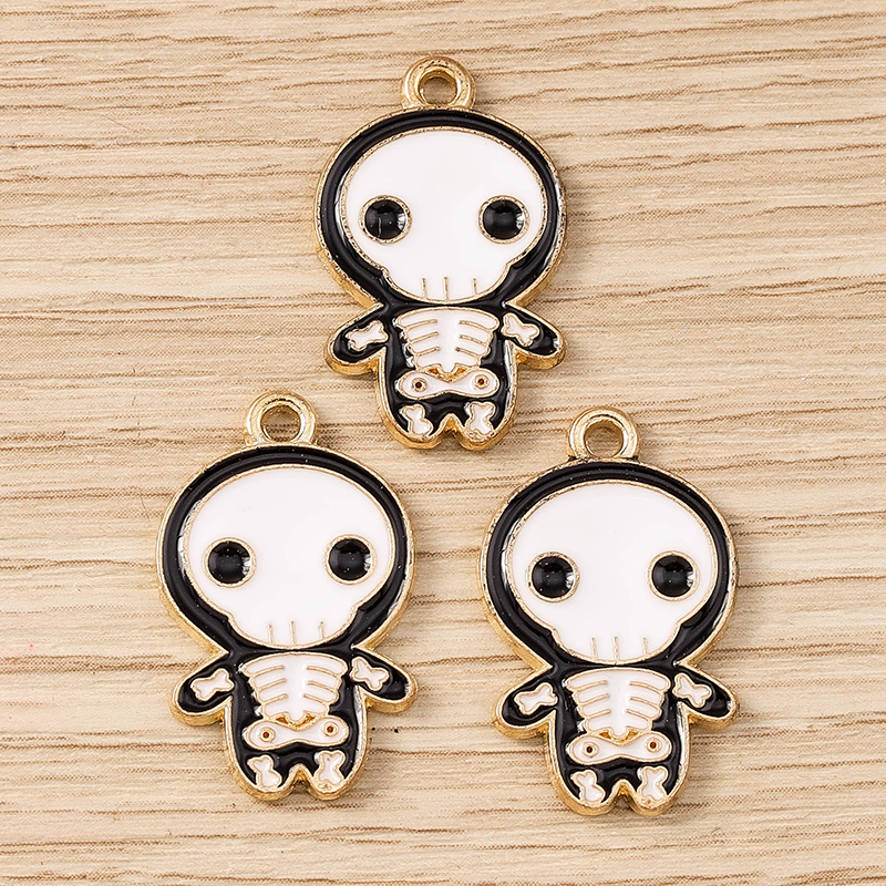 Halloween Skeleton Enamel Charms Pendants for DIY Jewelry Making - Image 5