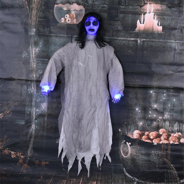 Halloween Hanging Ghost Decoration with Glowing Lights & Voice Activation
