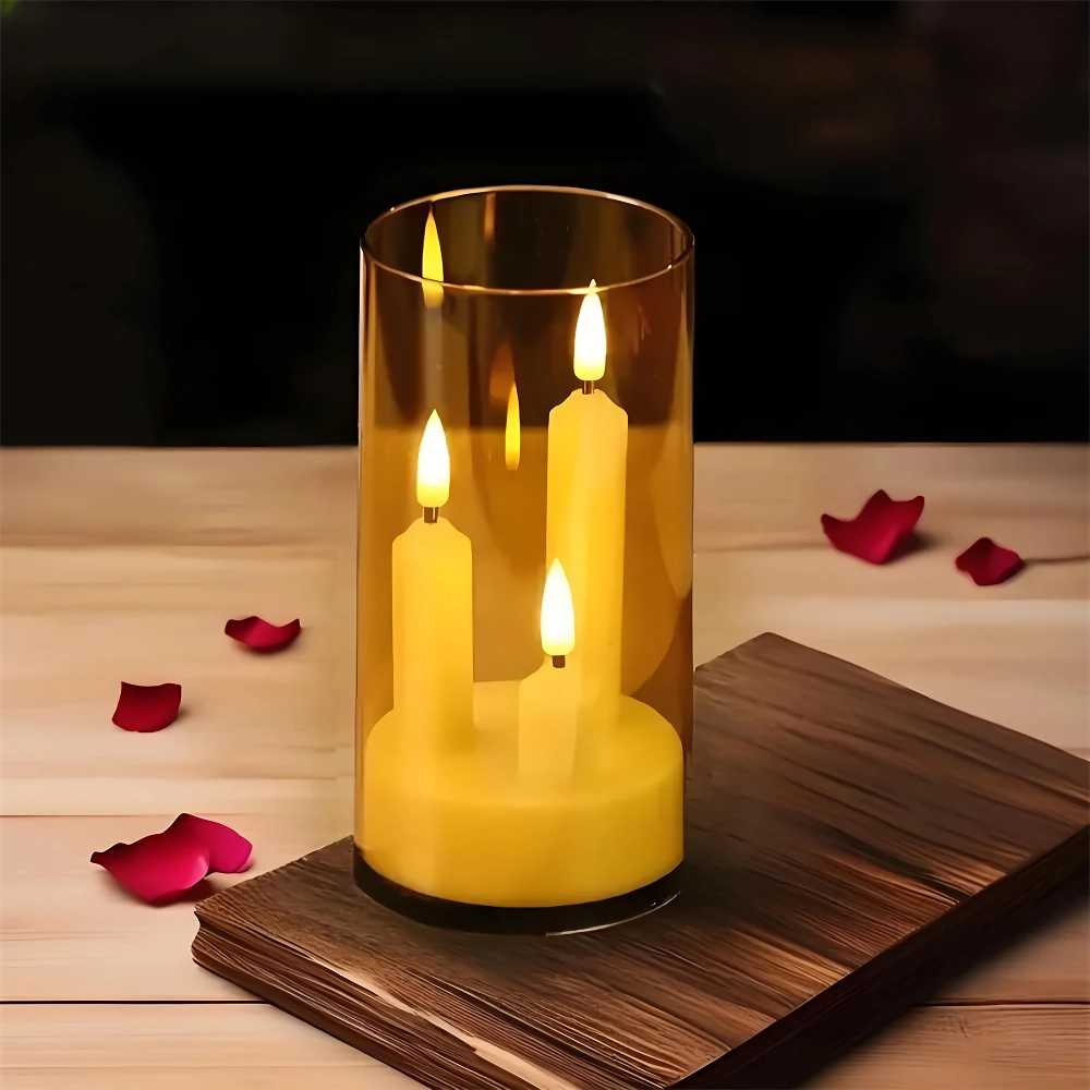 Flickering 3 Wick LED Candles - Battery Operated Flameless Decorative Lamp for Home, Parties & Events - Image 5