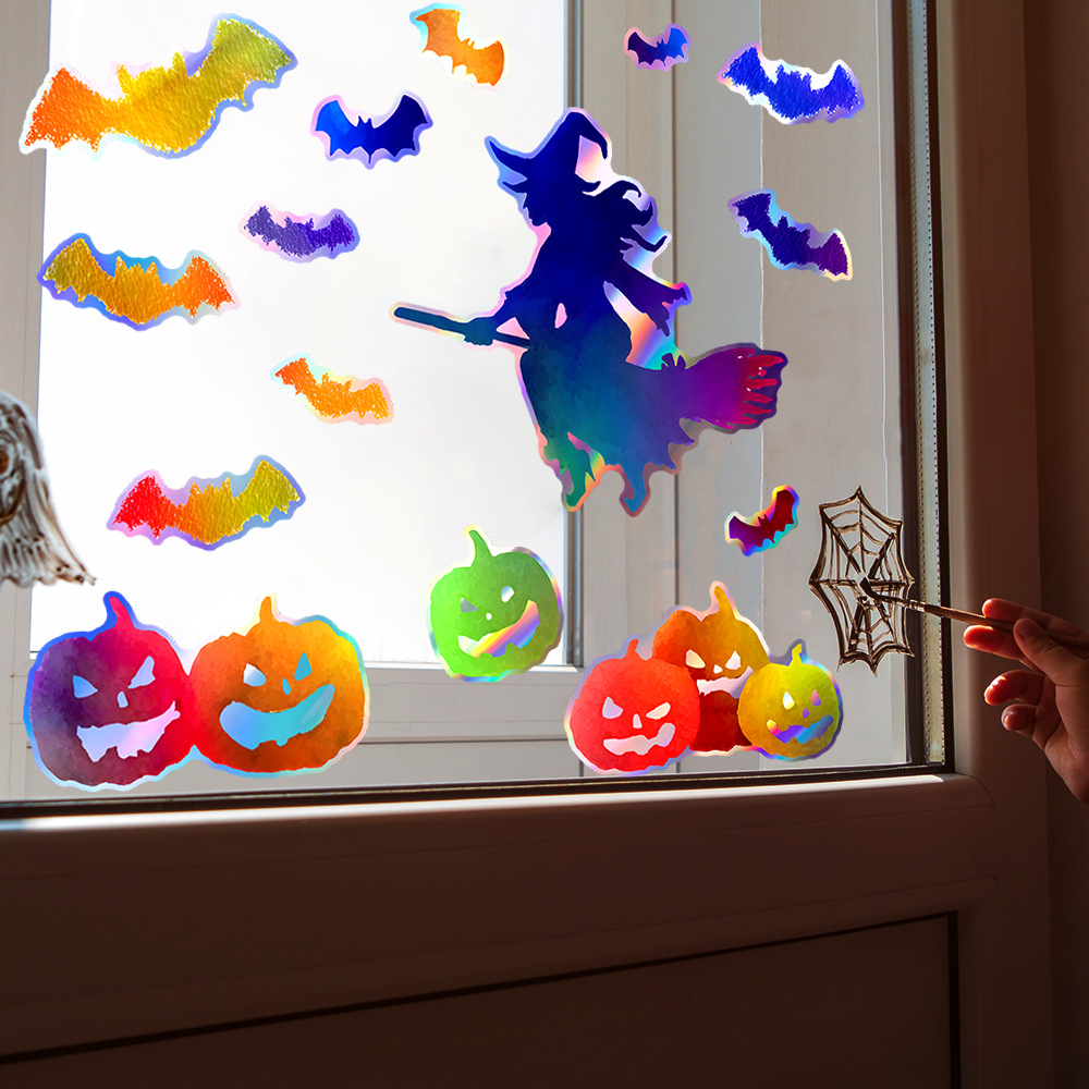 Halloween Witch Bat Pumpkin Wall Stickers - Image 4