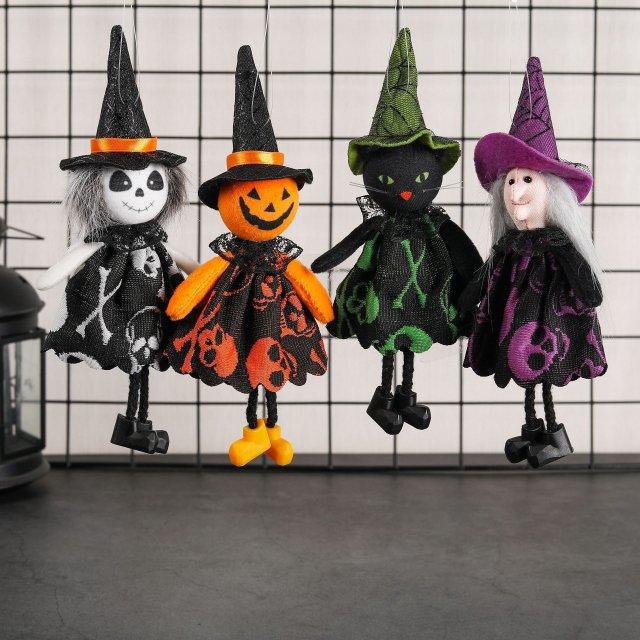 Halloween Hanging Dolls Pumpkin Witch Black Cat Ghost Party DIY Ornament