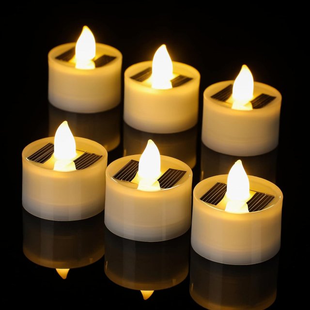 Solar LED Tea Light Candles - Waterproof Flameless Solar Powered Candles