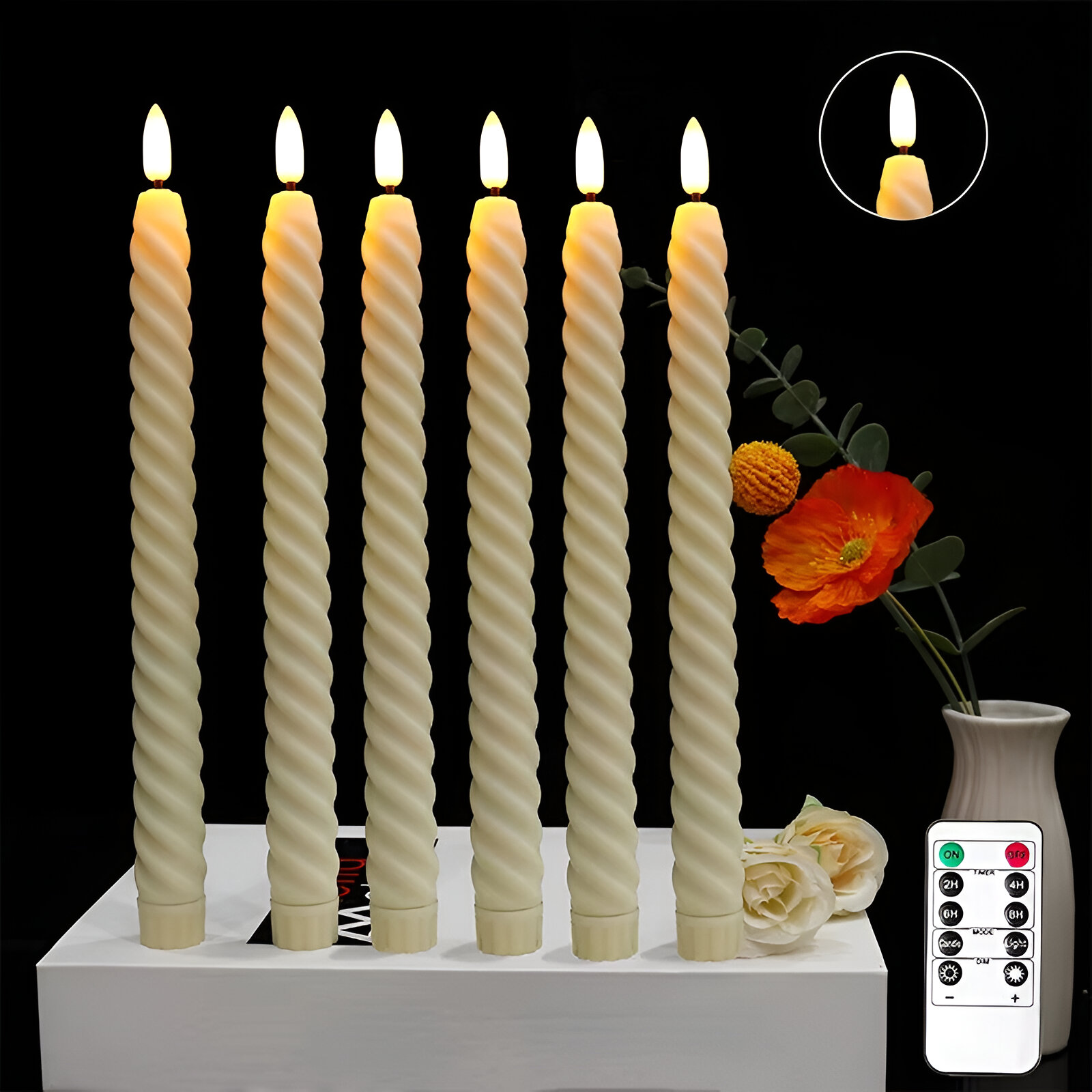 Flameless LED Taper Candles with Remote Control & Timer - Image 6