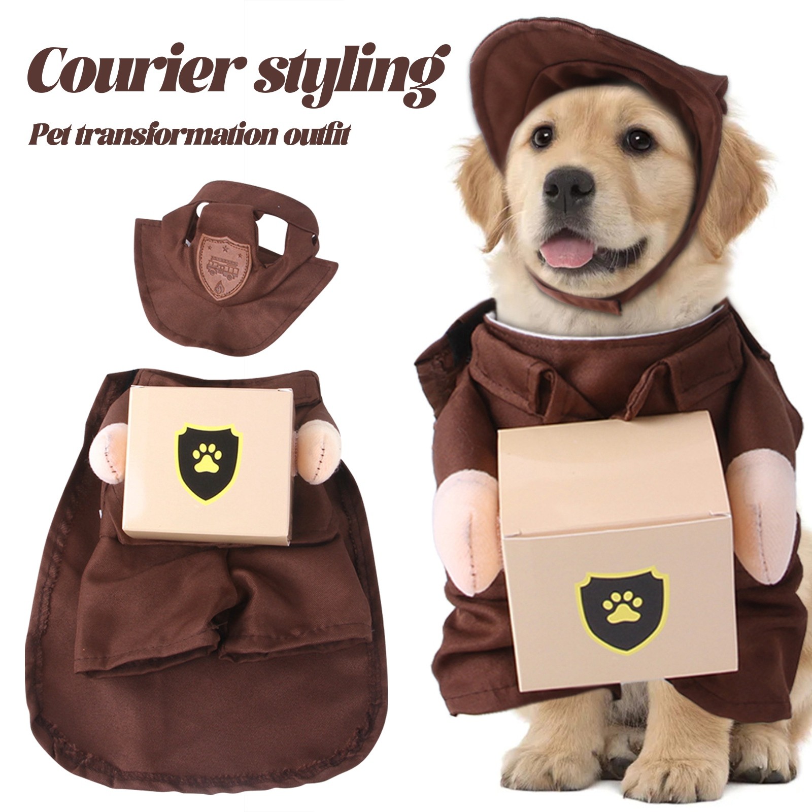 Funny Pet Courier Costume for Dogs & Cats – Halloween Cosplay Dress-Up Outfit - Image 2
