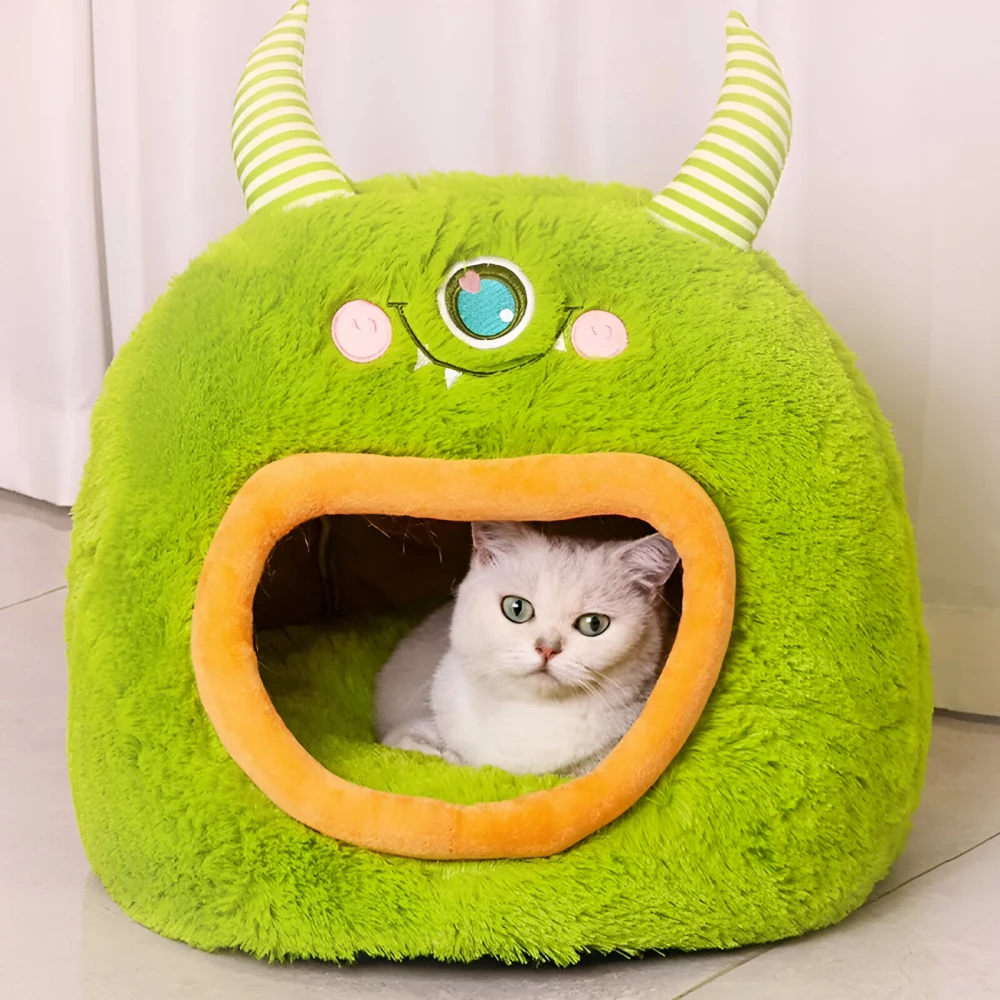 Cozy Monster Pet Bed – Enclosed Cat & Dog House - Image 5