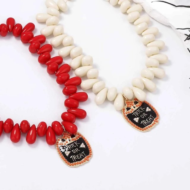 Halloween Beaded Alloy Owl Pendant Necklace for Women
