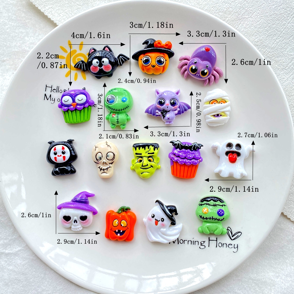 Halloween Resin Charms Set – Skulls, Ghosts, Bats & Spiders for DIY Crafts - Image 6
