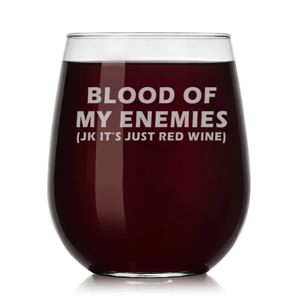 Blood of My Enemies Glass Mug – 11oz Funny Party Mug for Beer, Wine, and More - Image 4