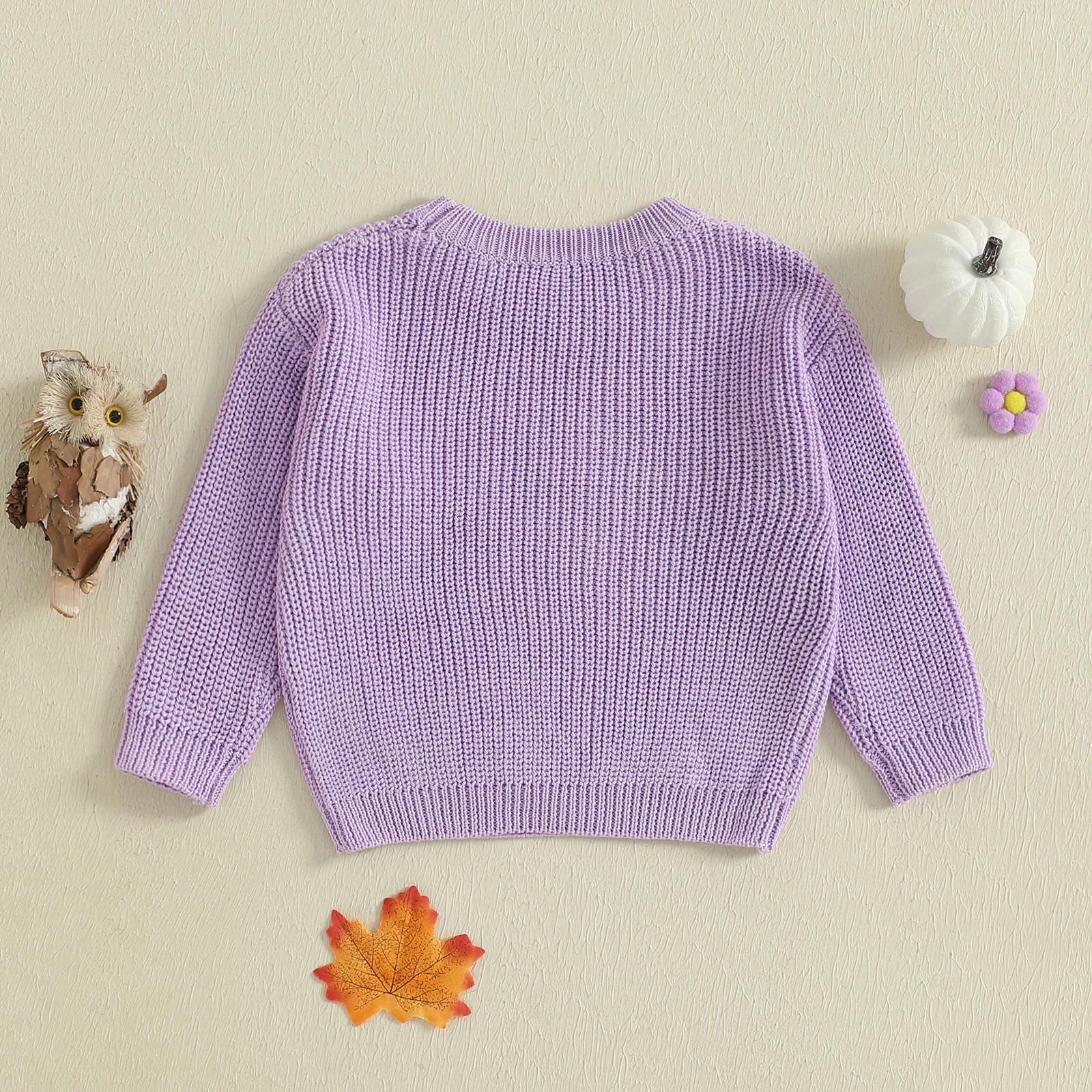 Girls Pumpkin Sweater Long Sleeve Crew Neck Warm Winter Halloween Outfit - Image 3