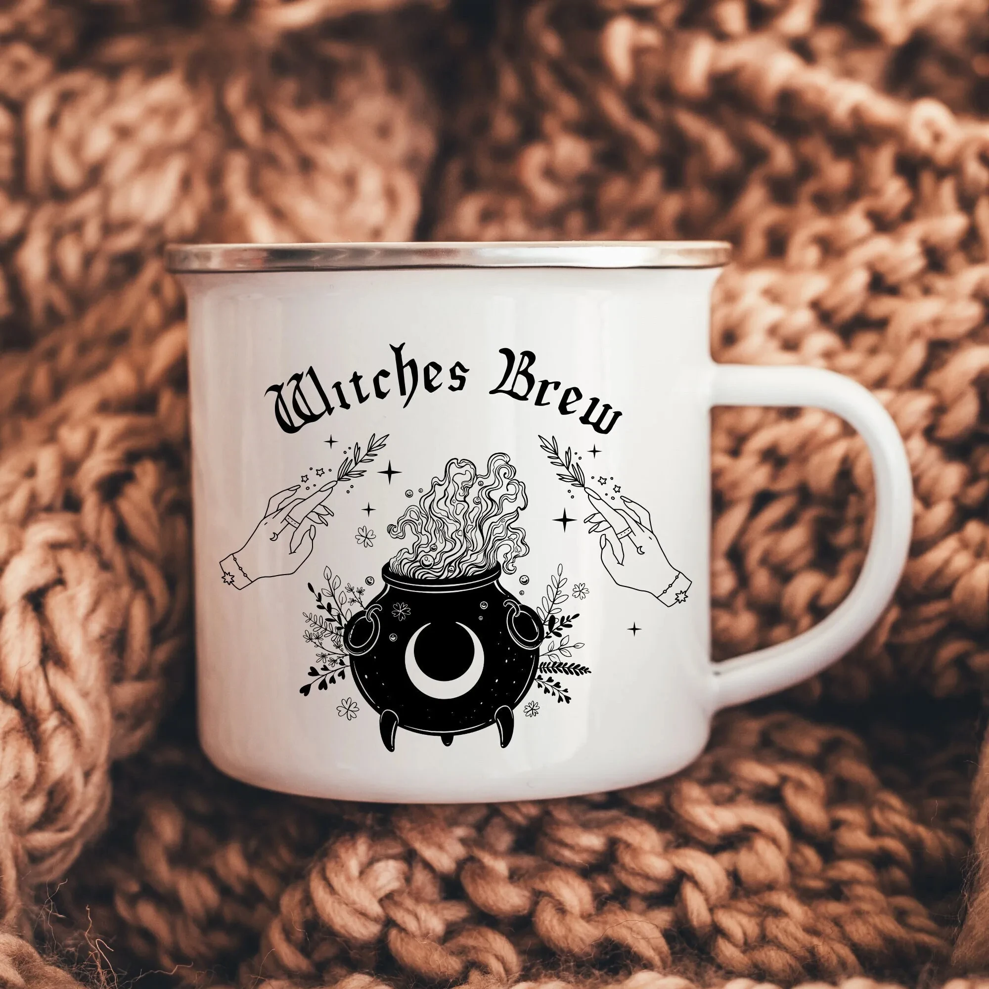 Witches Brew Enamel Mug - 12oz Halloween Camping Coffee Mug, Birthday Gift for Friends - Image 3