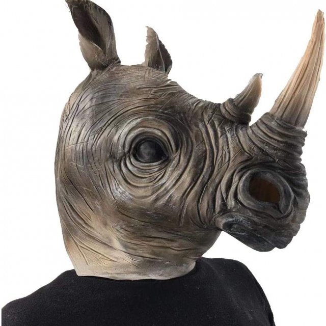 Realistic Rhino Head Latex Mask for Halloween & Costume Parties