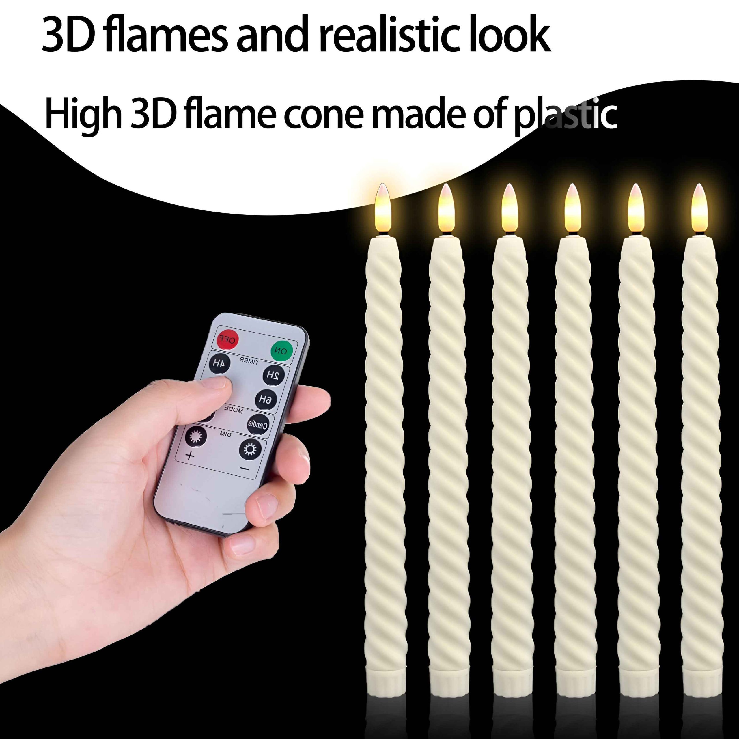 Flameless LED Taper Candles with Remote Control & Timer - Image 3