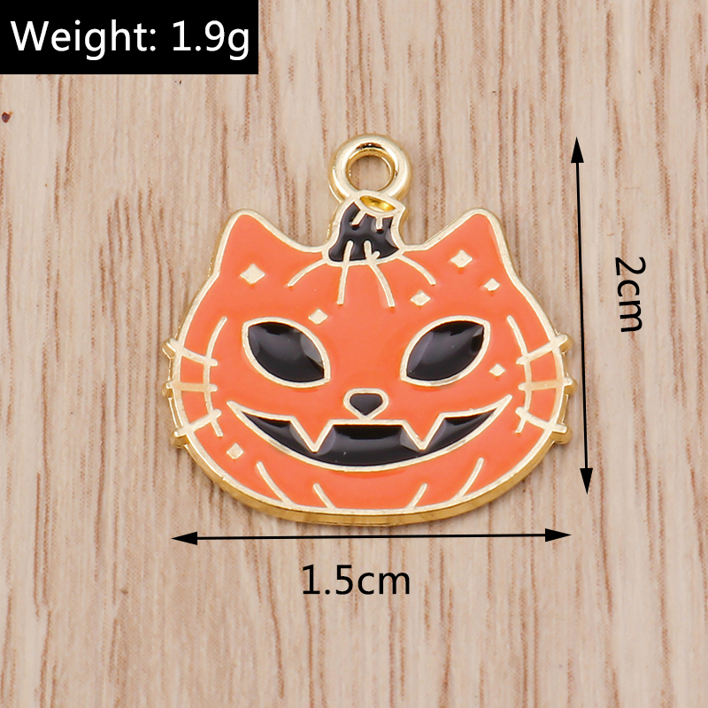 10-Piece Cartoon Enamel Pumpkin Cat Charms - Perfect for DIY Jewelry - Image 6