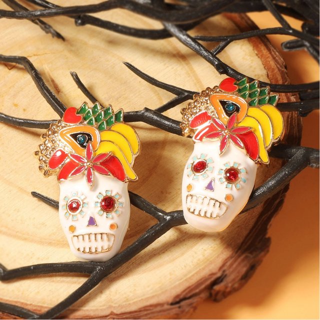 Halloween Skull Cartoon Statement Earrings