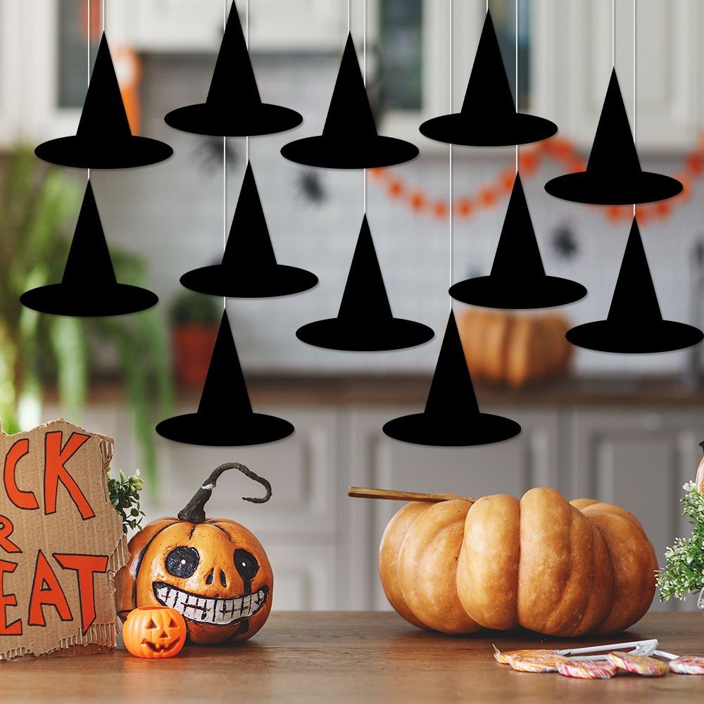 12pcs DIY Halloween Hanging Witch Hat Decorations - Image 3