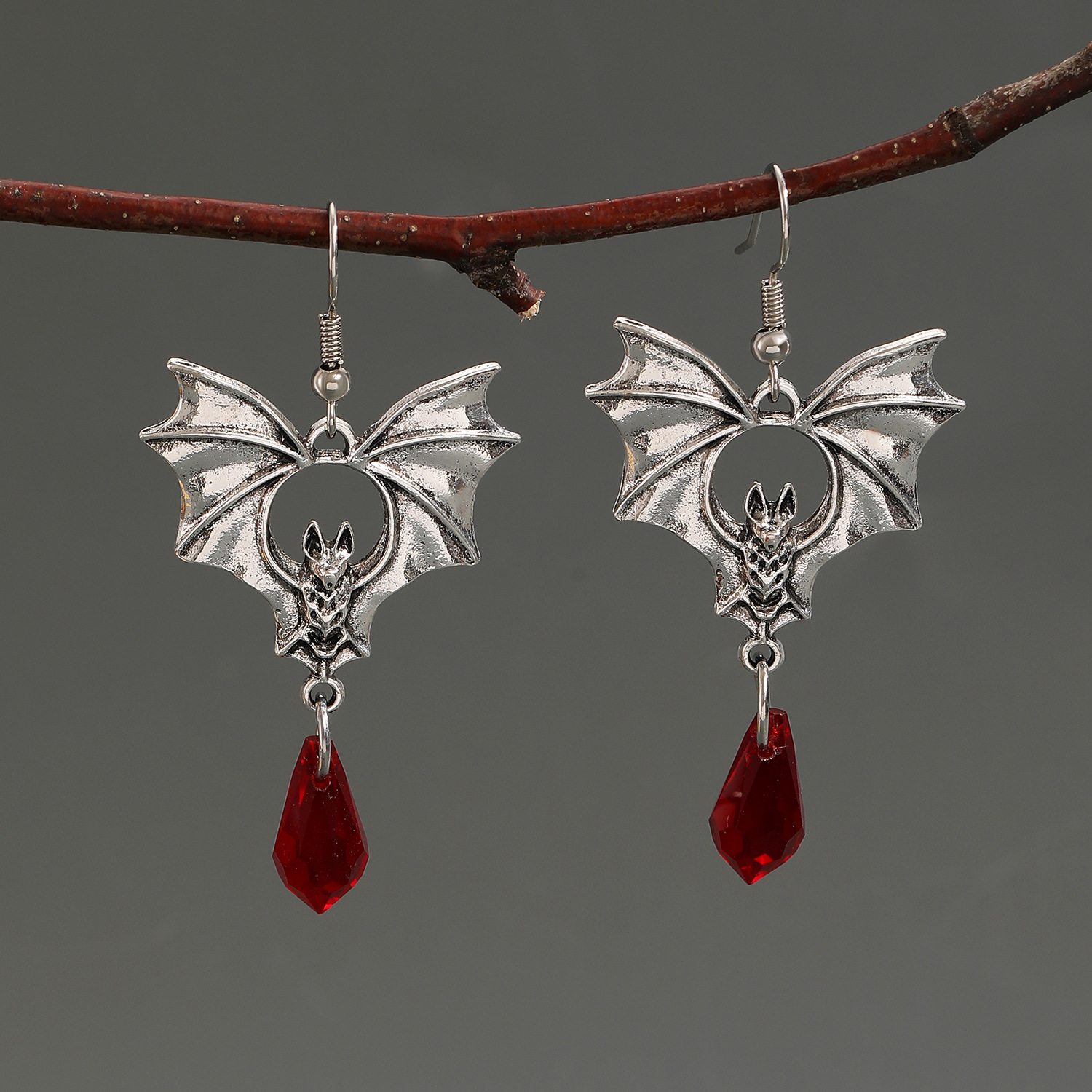 Gothic Bat Dangle Earrings – Minimalist Metal Halloween Jewelry - Image 5
