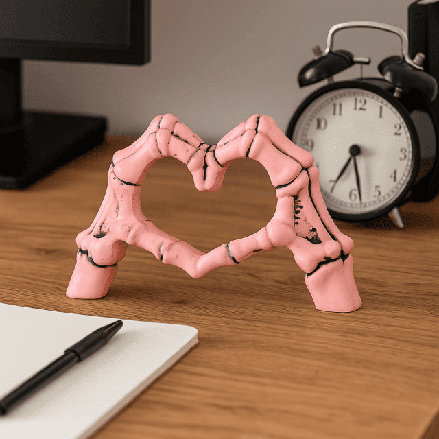 Halloween Heart Hands Skeleton Statue Resin Decoration