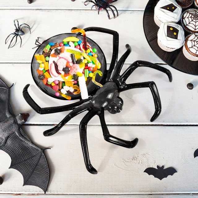 Halloween Spider Shaped Candy Basket - Fun Trick or Treat Decoration