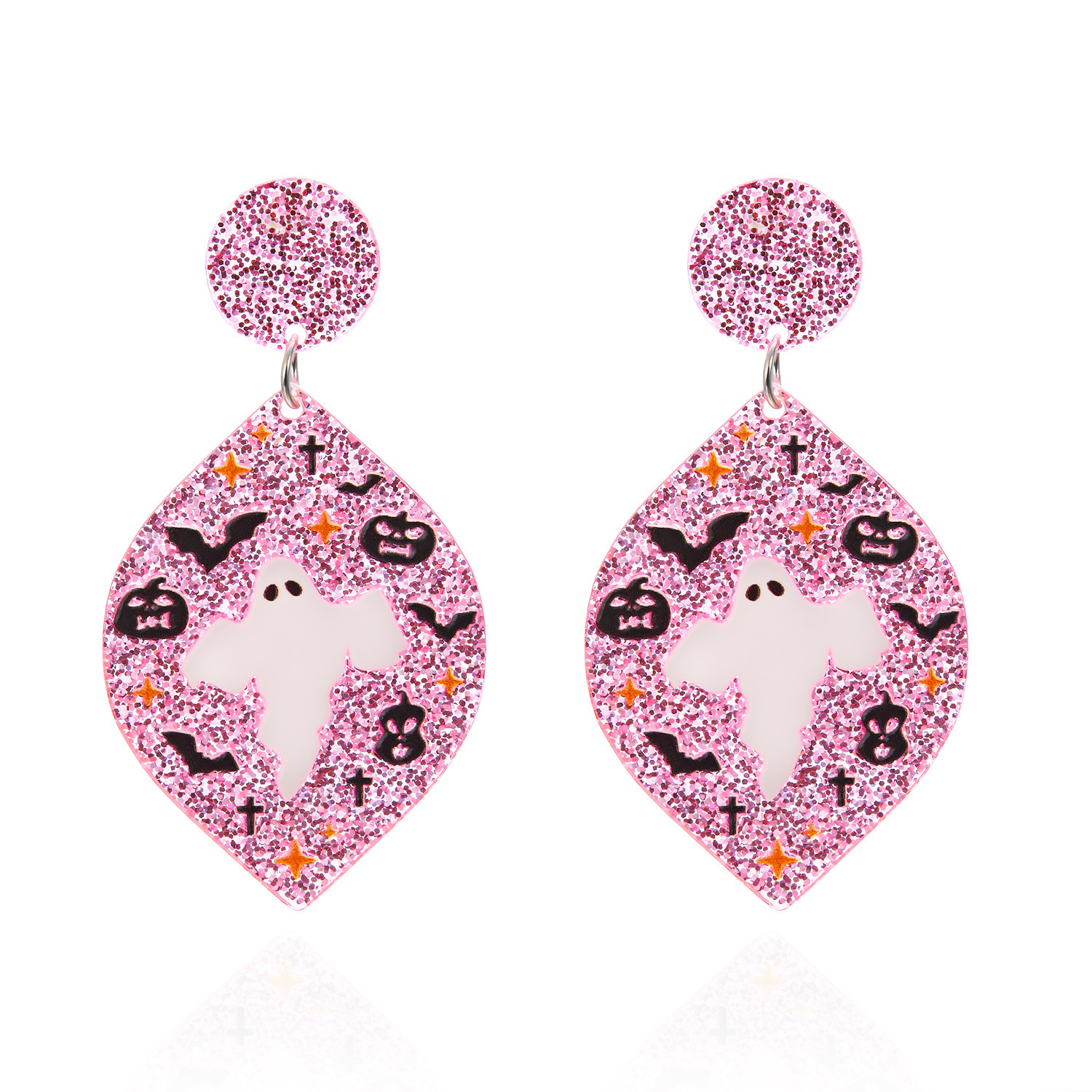 Halloween Pumpkin Bat Acrylic Dangle Earrings - Image 6