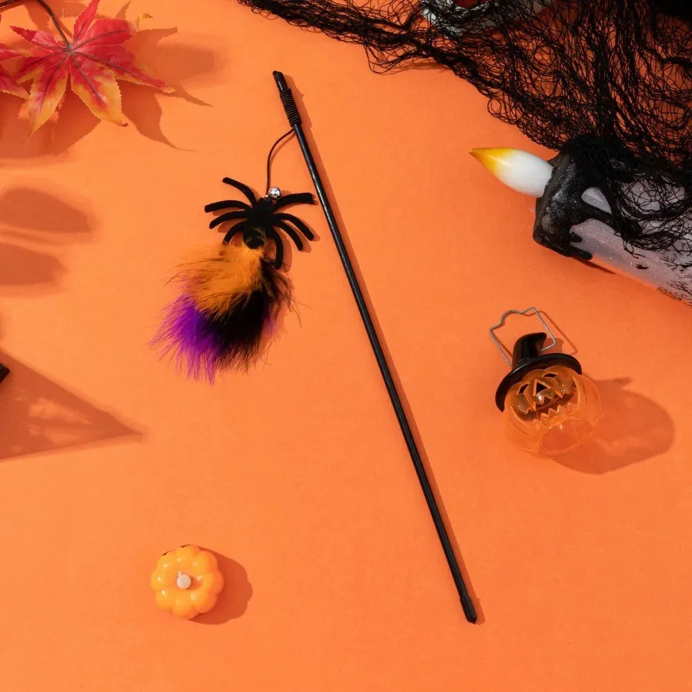 Interactive Halloween Cat Toy – Pumpkin, Ghost & Spider Wand - Image 4