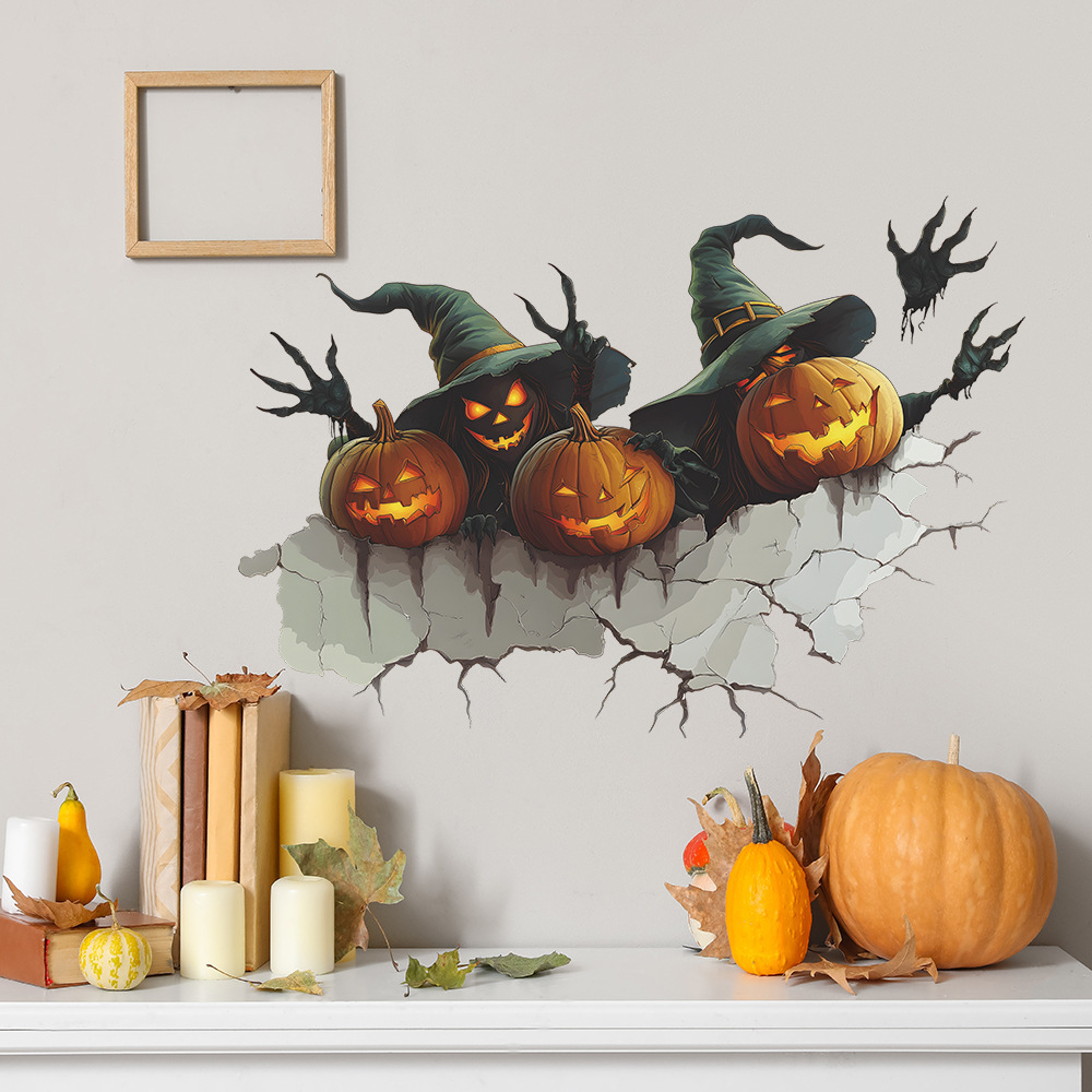 Halloween Wall-Breaking Pumpkin Ghost Hand Wall Stickers - Image 4